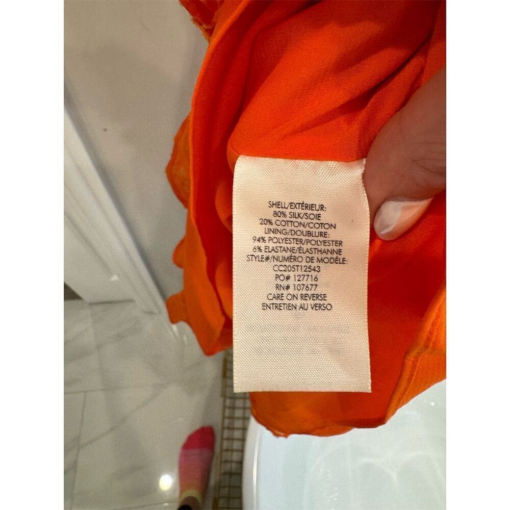Alice + Olivia Women's Orange Ruffled Tiered Knee Length Dress M - Picture 6 of 6